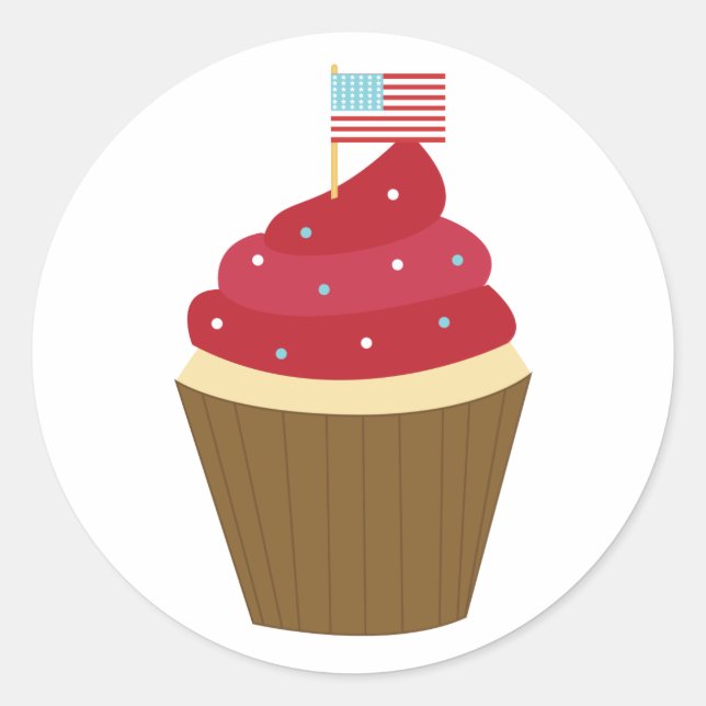 4. Juli Party Cupcake Runder Aufkleber (Vorderseite)