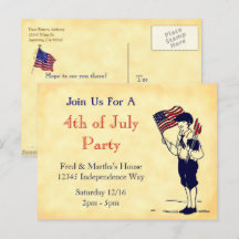 4. Juli Party Custom Invitation Postcard