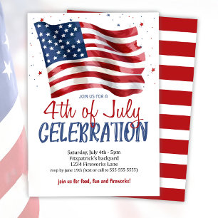 4. Juli Party Einladung Amerikanische Flagge Backy