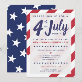 4. Juli Party Einladung - Patriotische US-Flagge