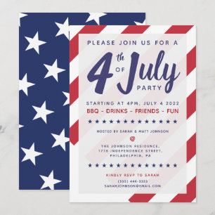 4. Juli Party Einladung - Patriotische US-Flagge