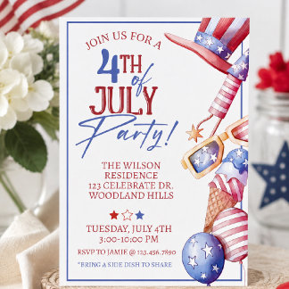 4. Juli-Party-Einladung | Patriotischer Sommer inn