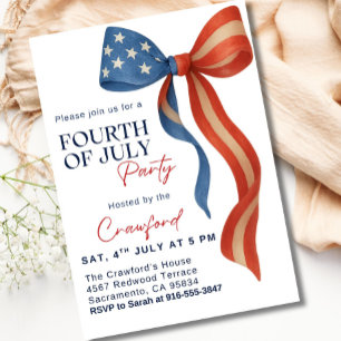4. Juli Party Einladung, Red White Blue Bow Einladung