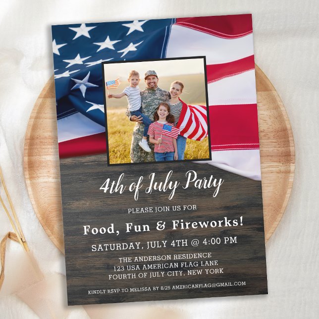 4. Juli Party Familie Foto American Flag Einladung (Von Creator hochgeladen)