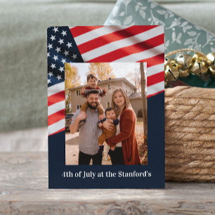 4. Juli Party Family Foto auf amerikanischer Flagg Postkarte