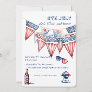 4. Juli-Party-Grill-Einladung Aquarell Einladung
