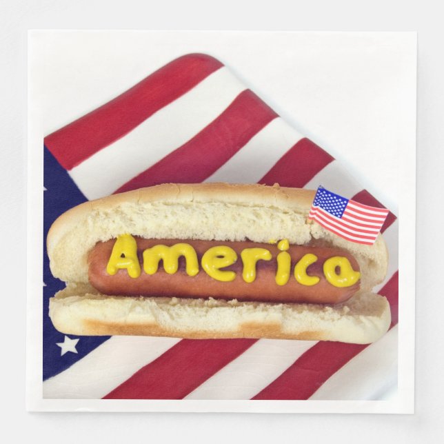 4. Juli Party Hot Dog Serviette (Vorderseite)