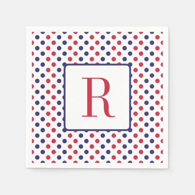 4. Juli Party Monogram Red White and Blue Serviette (Vorderseite)