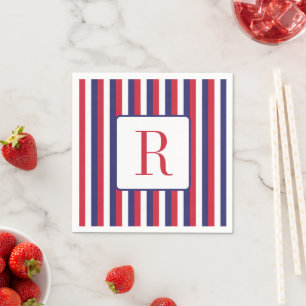 4. Juli Party Monogram Red White and Blue Serviette