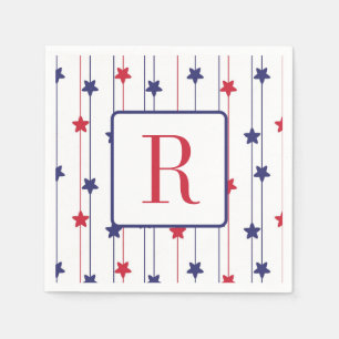 4. Juli Party Monogram Red White and Blue Serviette