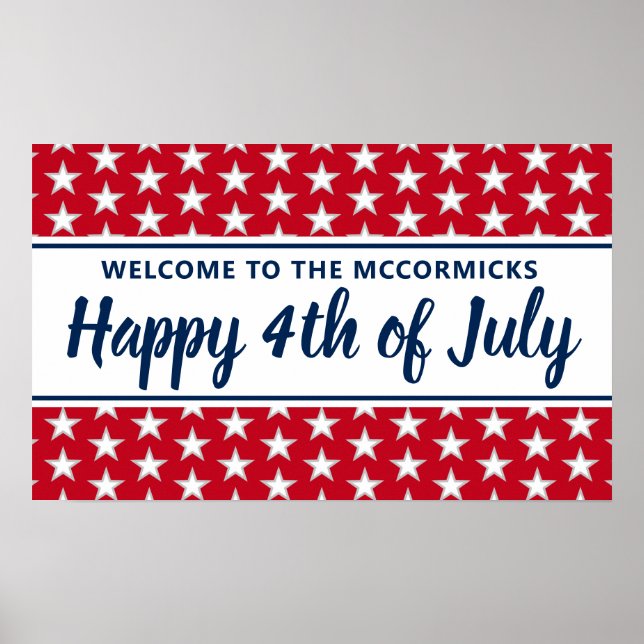 4. Juli Party Name der US Flagge Poster (Vorne)