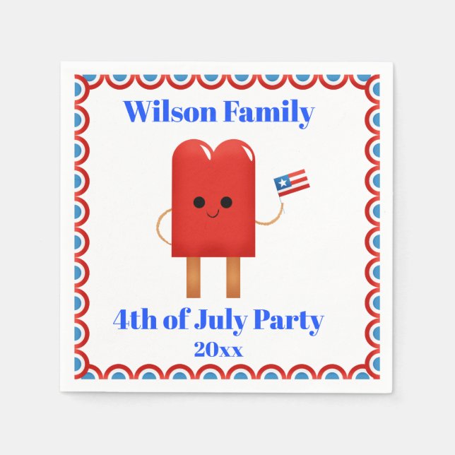 4. Juli Party Niedlich Patriotische Popsikel Serviette (Vorderseite)