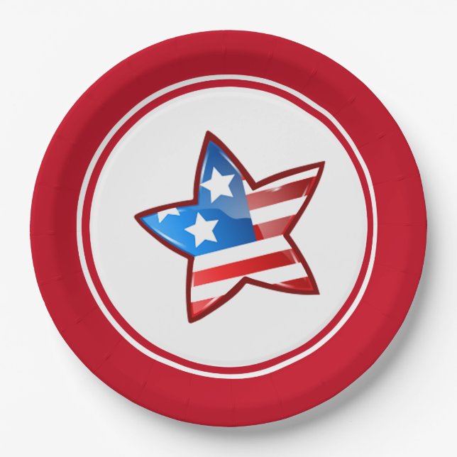 4. Juli Party Patriotic Star Pappteller (Vorderseite)