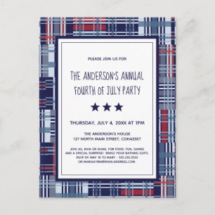 4. Juli Party Patriotische Einladung Postkarte