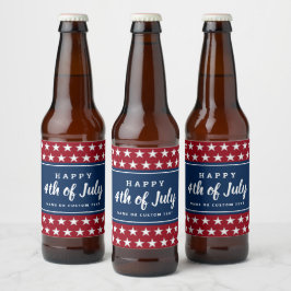 4. Juli Party Patriotische Stars Streifen Monogram Bierflaschenetikett