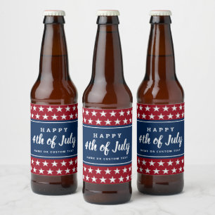 4. Juli Party Patriotische Stars Streifen Monogram Bierflaschenetikett