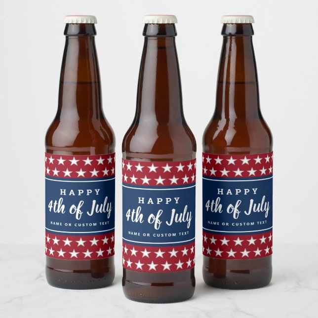 4. Juli Party Patriotische Stars Streifen Monogram Bierflaschenetikett (Flaschen)