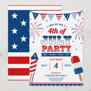 4. Juli-Party Patriotischer Unabhängigkeitstag Einladung