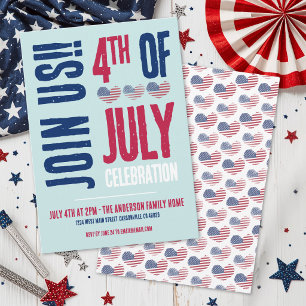 4. Juli Party Red White Blue Patriotic Einladung