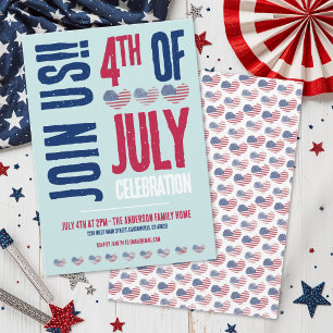 4. Juli Party Red White Blue Patriotic Einladung