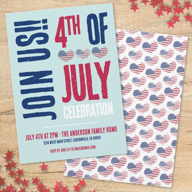 4. Juli Party Red White Blue Patriotic Einladung (4th Of July Party Red White Blue Patriotic Invitation)