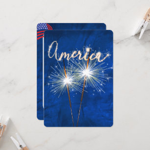 4. Juli Party Sparkler auf blaue Einladung