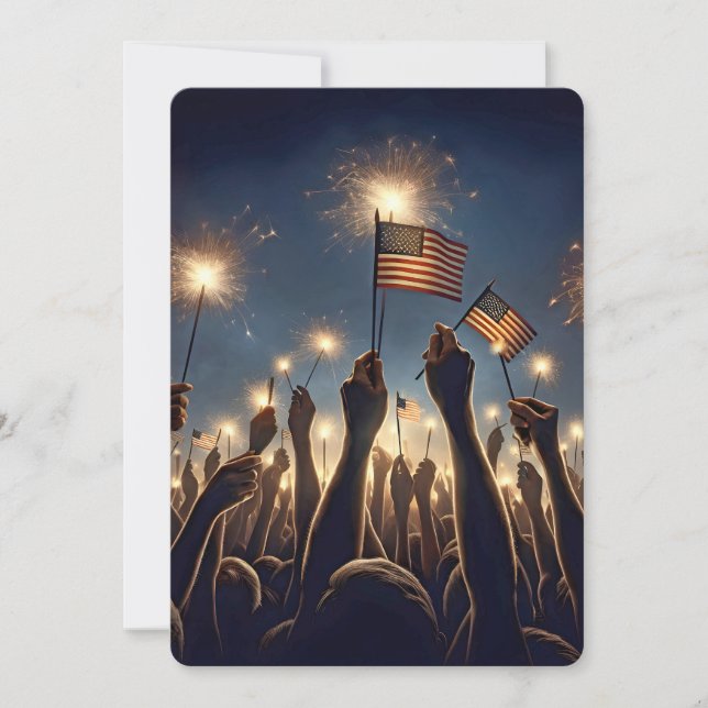 4. Juli Party Sparklers und Flagge Einladung (Vorderseite)