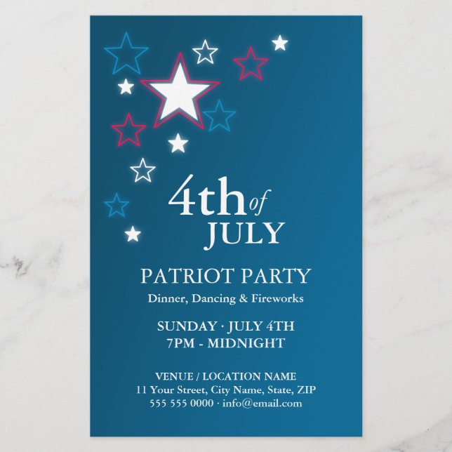 4. Juli Patriot Party Flyer (Vorne)