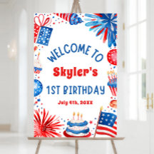 4. Juli Patriotic 1. Geburtstag Party Begrüßung Un