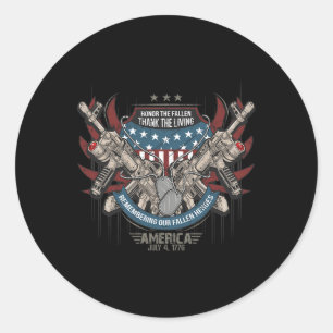 4. Juli Patriotic America Military Veteran Indepe Runder Aufkleber