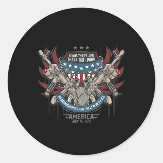 4. Juli Patriotic America Military Veteran Indepe Runder Aufkleber