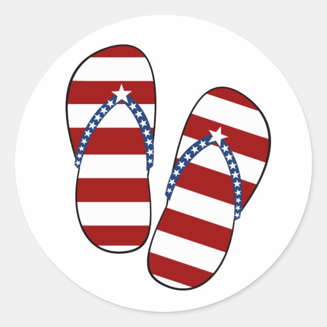 4. Juli Patriotic American Flag Flip Flops Runder Aufkleber (Vorderseite)