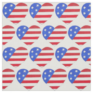 4. Juli Patriotic American Flag Heart USA Liebe Stoff
