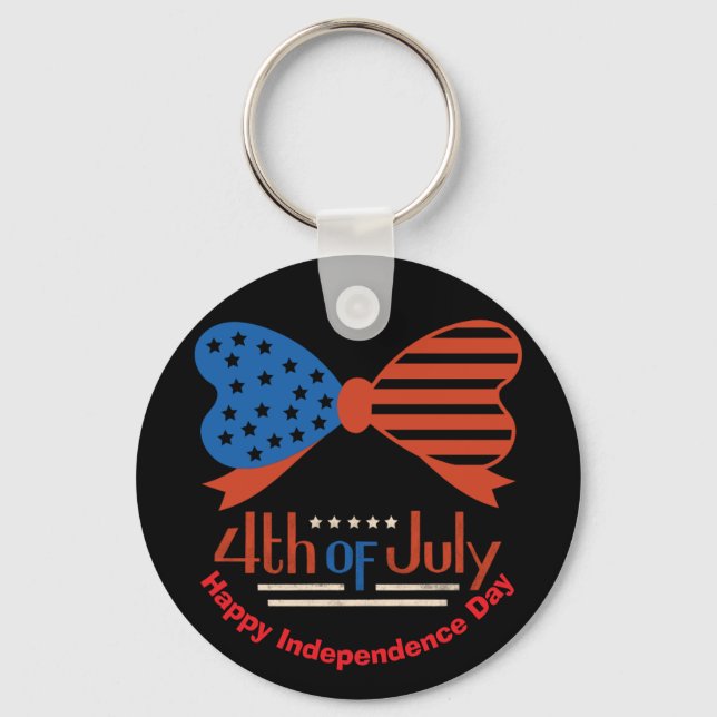 "4. Juli" Patriotic Bow Design Custom Schlüsselanhänger (Vorderseite)