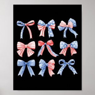 4. Juli Patriotic Coquette Girly American Fl Poster