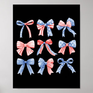 4. Juli Patriotic Coquette Girly American Fl Poster