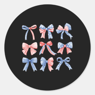 4. Juli Patriotic Coquette Girly American Fl Runder Aufkleber