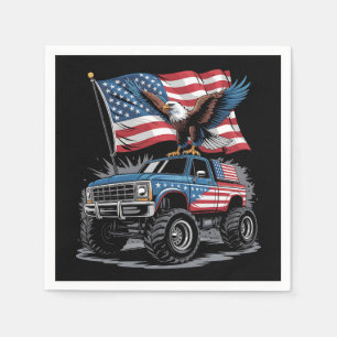 4. Juli Patriotic Eagle Monster Truck American Serviette