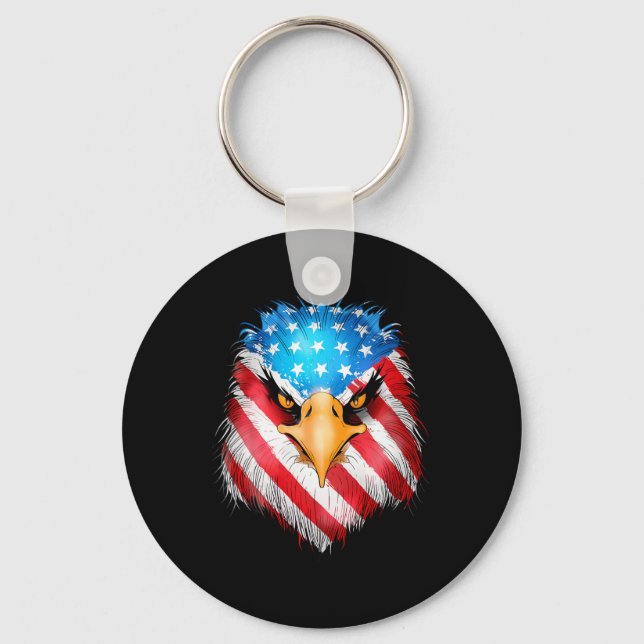 4. Juli Patriotic Eagle US-amerikanische Fahne Män Schlüsselanhänger (Vorderseite)