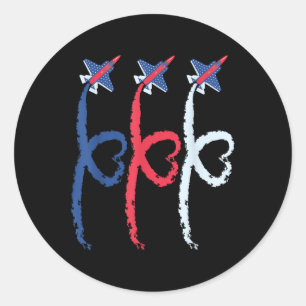 4. Juli Patriotic Fighter Heart Airplane USA F Runder Aufkleber