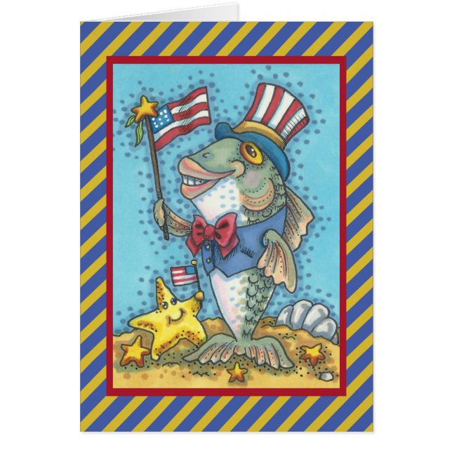 4. JULI PATRIOTIC FISH GREETING CARD Verse (Vorne)