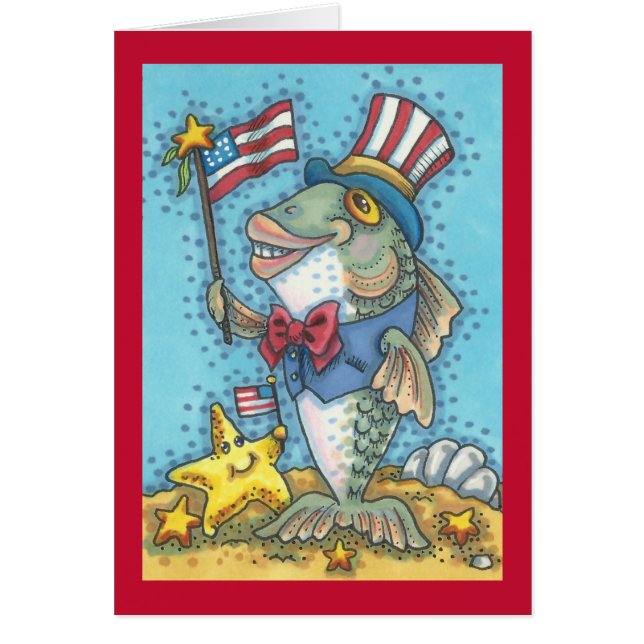 4. JULI PATRIOTIC FISH GREETING CARD Verse (Vorne)