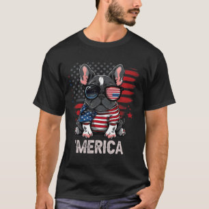 4. Juli Patriotic Frenchie Hund Merica T-Shirt