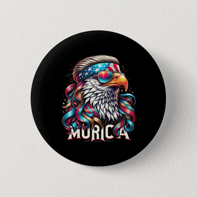 4. Juli Patriotic Funny Eagle 4. Juli USA Mur Button (Vorderseite)