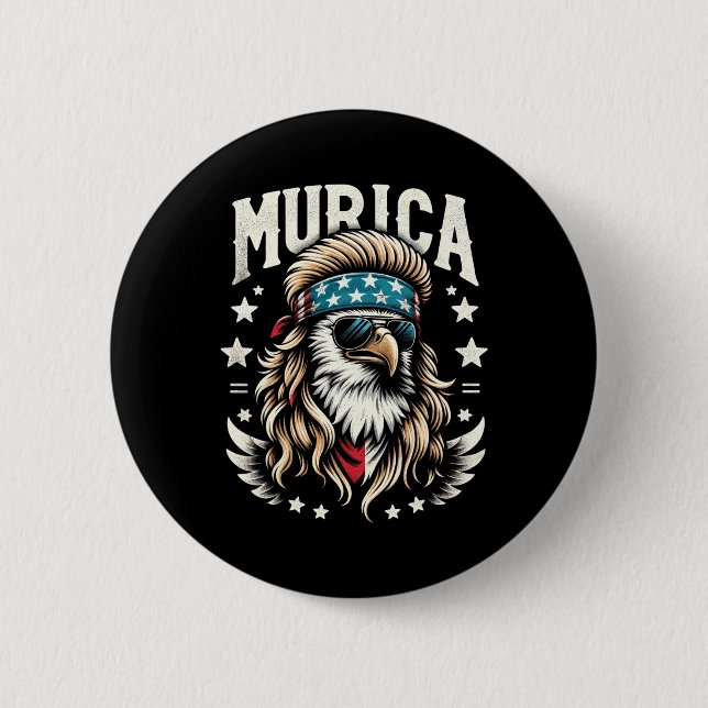 4. Juli Patriotic Funny Eagle 4. Juli USA Mur Button (Vorderseite)