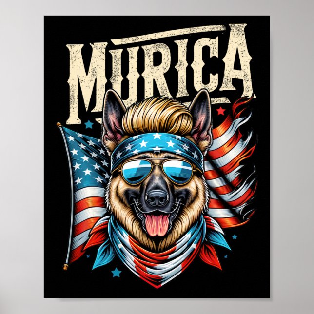 4. Juli Patriotic Funny German Shepherd 4. Juli Poster (Vorne)