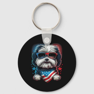 4. Juli Patriotic Havanese Hund uns Flag Schlüsselanhänger