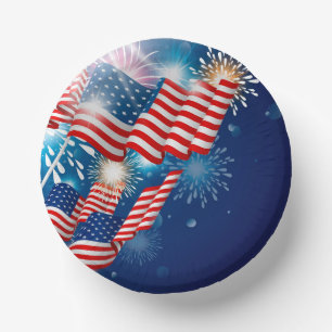 4. Juli Patriotic Paper Bowls Pappteller