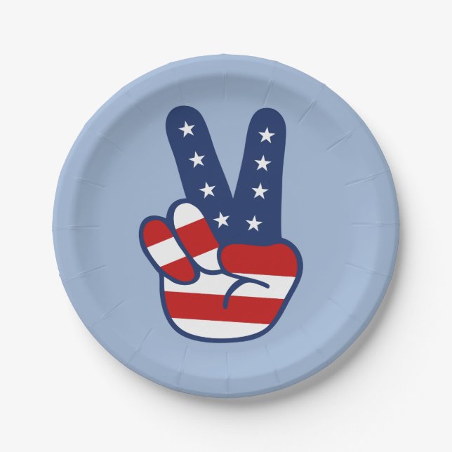 4. Juli Patriotic Peace Sign Paper Plate Pappteller (Vorderseite)