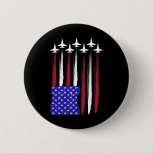 4. Juli Patriotic Red White Blue Usa Flag Figh Button